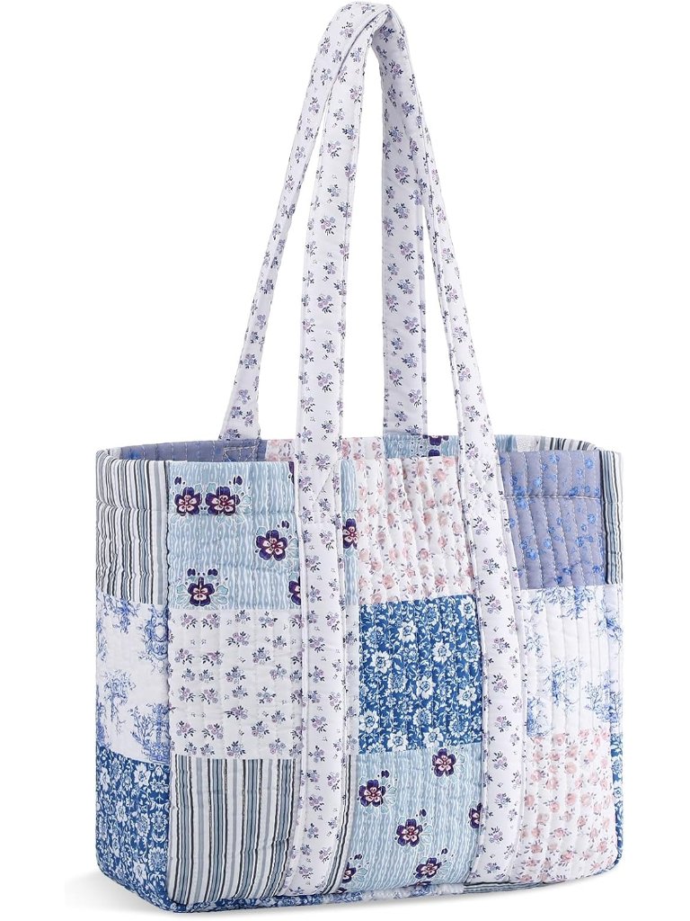 Quilted Patchwork Tote Bag For Women Cotton Shoulder Bag Capacity Farmhome Rusti